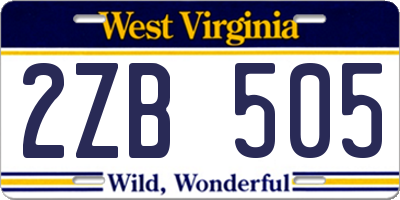 WV license plate 2ZB505