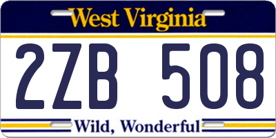 WV license plate 2ZB508