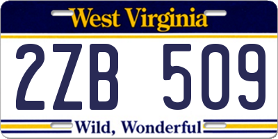 WV license plate 2ZB509