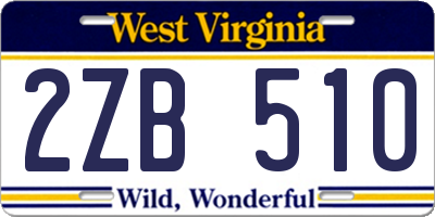 WV license plate 2ZB510