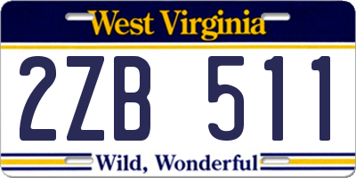 WV license plate 2ZB511