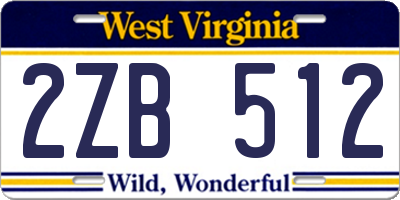 WV license plate 2ZB512