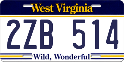 WV license plate 2ZB514