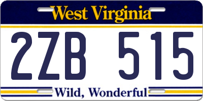 WV license plate 2ZB515