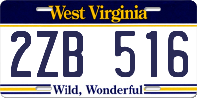 WV license plate 2ZB516