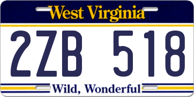 WV license plate 2ZB518