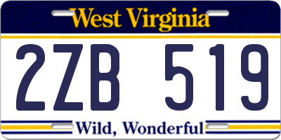 WV license plate 2ZB519