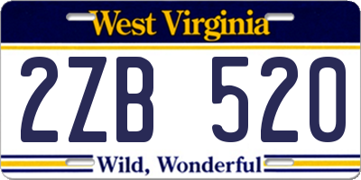 WV license plate 2ZB520