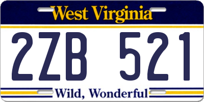 WV license plate 2ZB521
