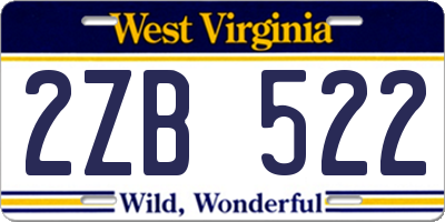 WV license plate 2ZB522