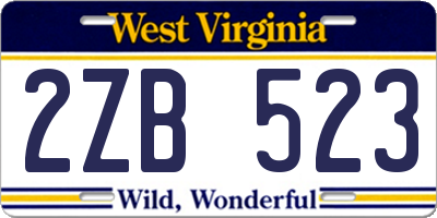 WV license plate 2ZB523