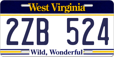 WV license plate 2ZB524