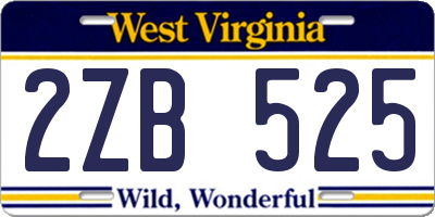 WV license plate 2ZB525