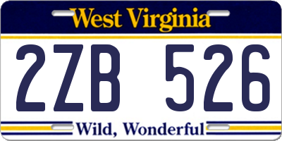 WV license plate 2ZB526