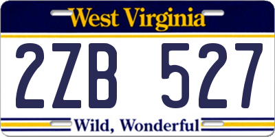 WV license plate 2ZB527