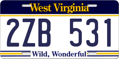 WV license plate 2ZB531