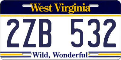 WV license plate 2ZB532