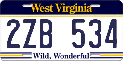 WV license plate 2ZB534