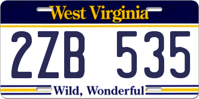 WV license plate 2ZB535