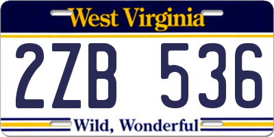 WV license plate 2ZB536