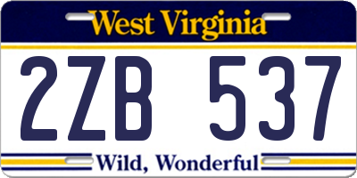 WV license plate 2ZB537