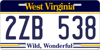 WV license plate 2ZB538