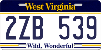 WV license plate 2ZB539