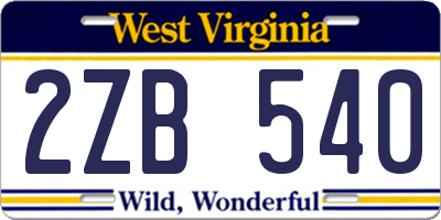 WV license plate 2ZB540