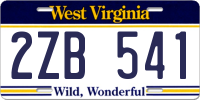 WV license plate 2ZB541