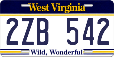 WV license plate 2ZB542