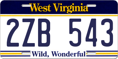 WV license plate 2ZB543