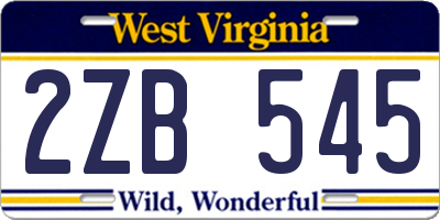 WV license plate 2ZB545