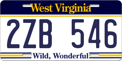 WV license plate 2ZB546