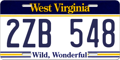 WV license plate 2ZB548