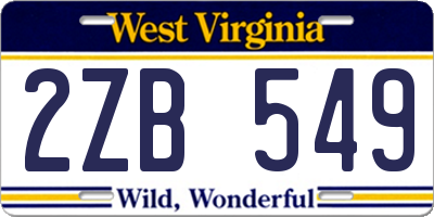WV license plate 2ZB549