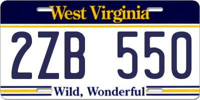 WV license plate 2ZB550