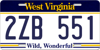 WV license plate 2ZB551