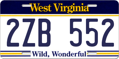 WV license plate 2ZB552