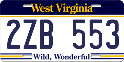 WV license plate 2ZB553