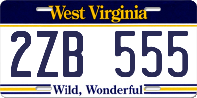 WV license plate 2ZB555