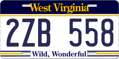 WV license plate 2ZB558