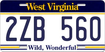 WV license plate 2ZB560