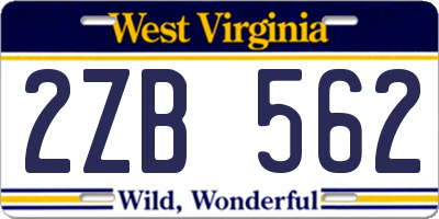 WV license plate 2ZB562