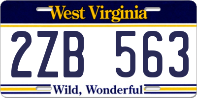 WV license plate 2ZB563
