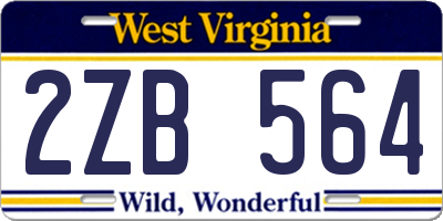 WV license plate 2ZB564