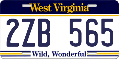 WV license plate 2ZB565