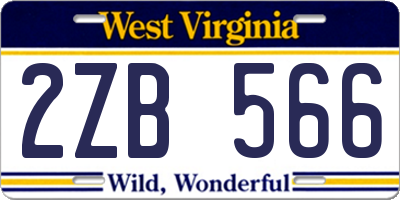 WV license plate 2ZB566
