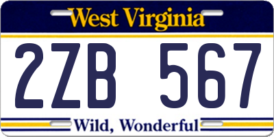 WV license plate 2ZB567