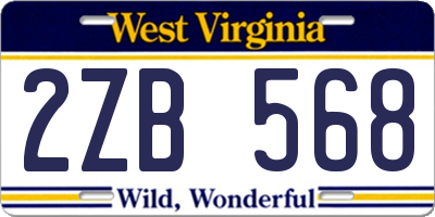 WV license plate 2ZB568