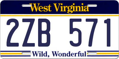 WV license plate 2ZB571